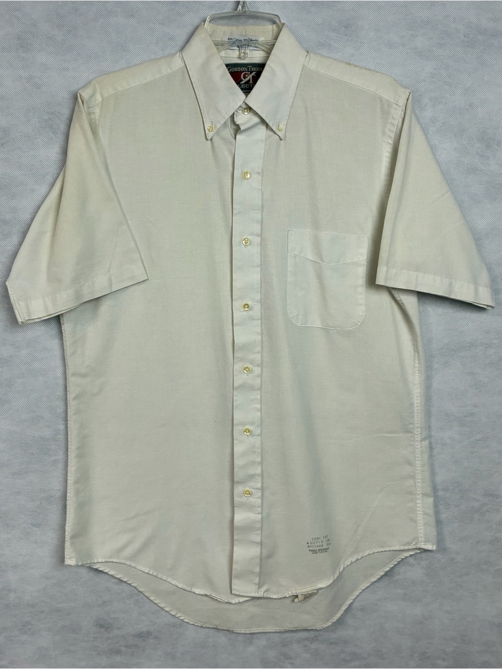 Vtg Gordon Thomas Collectibles Sheer SS Button Shirt Mens Sz 15.5 White Stained